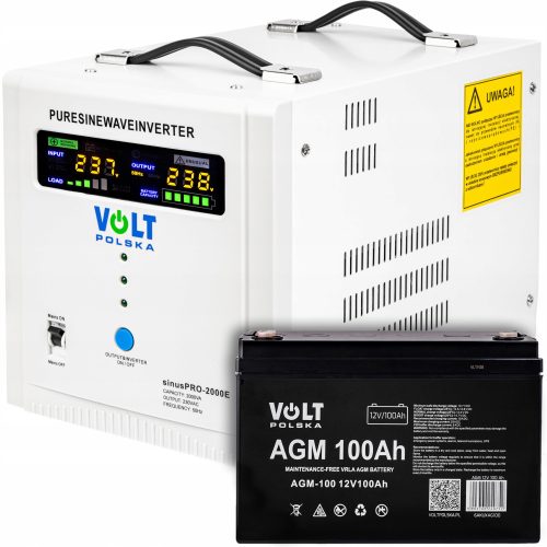 Emergency power supply Volt SINUS PRO 2000E + Battery Volt Polska 12 V 100 Ah