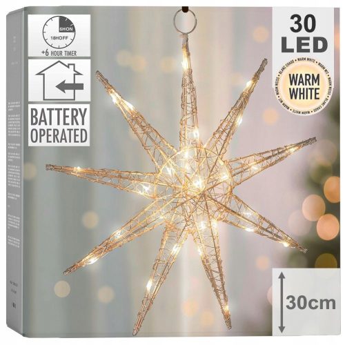  CHRISTMAS Star light decoration GOLD battery-operated light decoration 30cm