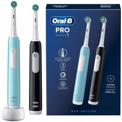  Electric toothbrush Oral-B Pro Series 1 in blue and black, design by Braun