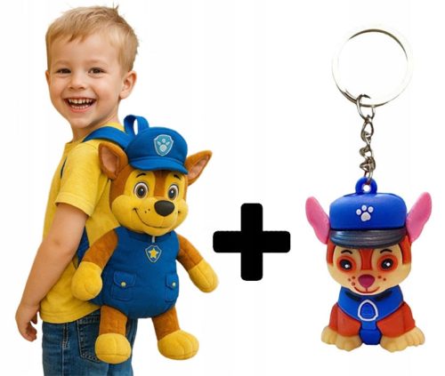 Chase Plush Backpack from Paw Patrol with Bonus Keychain - Perfect for Toddlers