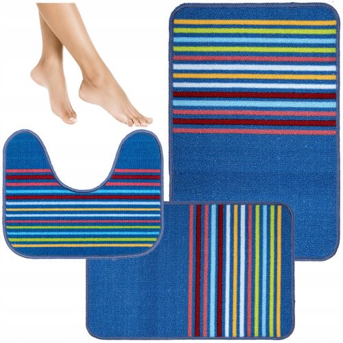 Set of 2 washable fashionable bathroom rugs + low pile E-floor rug 40 x 60 cm