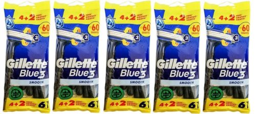  Gillette Blue 3 Smooth Disposable Razors 6 pcs.