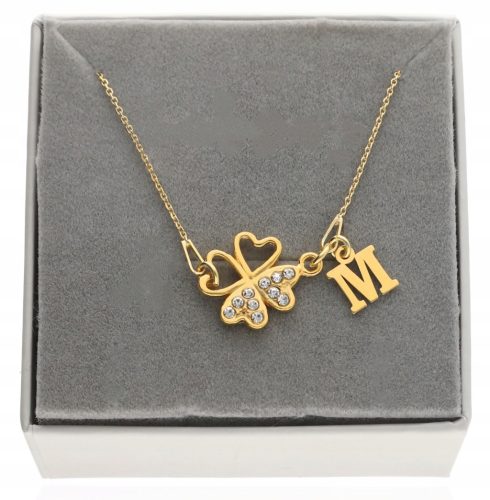  Gold necklace CLOVER CLOVER ANY letter LETTER BOX SILVER