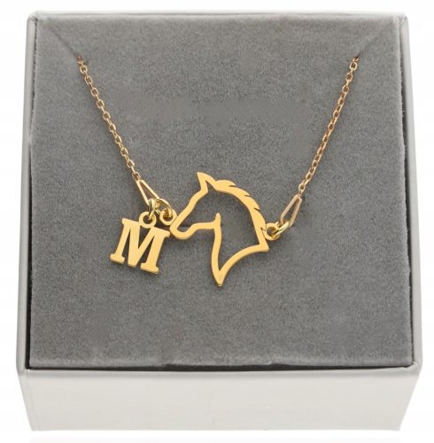  Gold necklace horse horse with horse ANY letter LETTER BOX SILVER 925