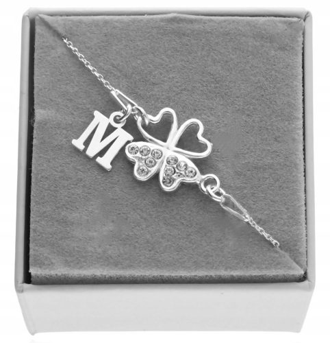  Silver bracelet with clover clover ANY LETTER BOX 925