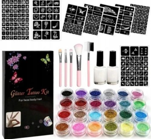  LARGE TATTOO KIT GLITTER TATTOOS STENCILS