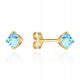  Gold earrings with topaz square FREE ENGRAVING