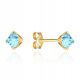  Gold earrings with topaz square FREE ENGRAVING
