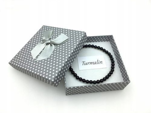  black tourmaline rubber band bracelet 4 mm balls as a gift in a box