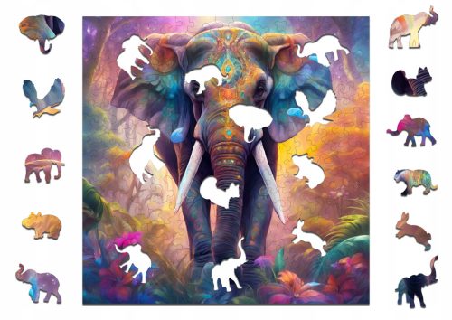  Wooden Puzzle 25 x 25 cm ELEPHANT 145 Pieces Wooden Puzzle