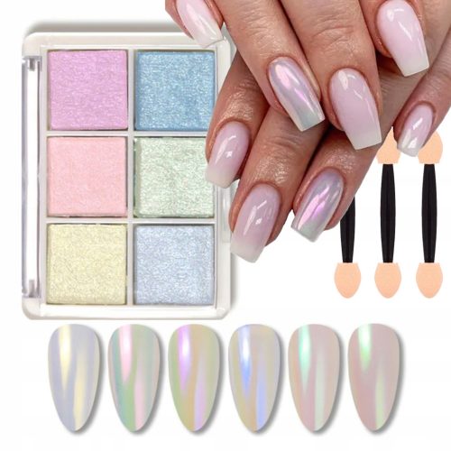  6 X PEARL NAIL DUST MERMAID EFFECT PALLET