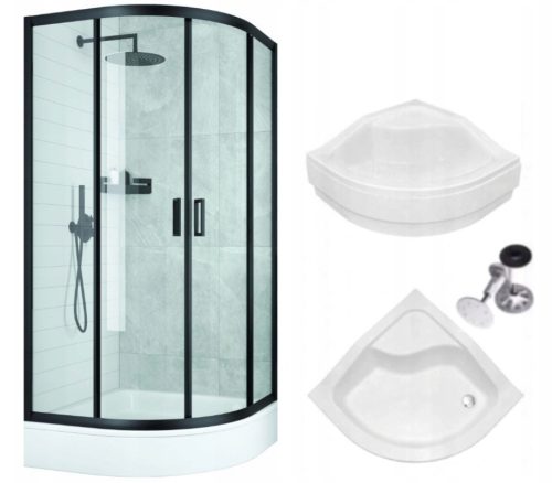 Armazi Midas KORFU shower cubicle double doors, sliding 90 x 90 cm + Daxe range semi-circular shower tray 80 x 80 cm