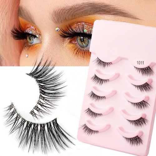  ARTIFICIAL EYELASHES STRIP SET OF 5 PAIRS HALF EYE ACCENT 1011