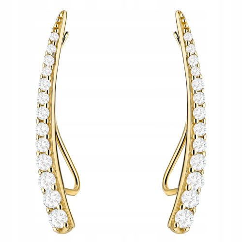  GOLD EARRINGS Women's Ear Cuffs pr. 333 Fangs with Cubic Zirconia Ear Crawler 8k