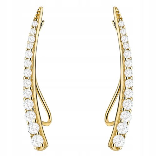  GOLD EARRINGS Women's Ear Cuffs pr. 333 Fangs with Cubic Zirconia Ear Crawler 8k