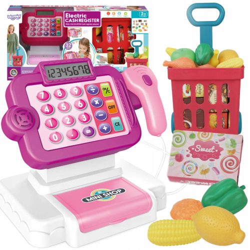  CASH REGISTER SHOP LARGE BASKET SUPERMARKET SCANNER STALL ACCESSORIES WOOPIE