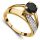  WIDE GOLD RING 585 14K WITH BLACK STONES SIZE 12-24