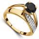  WIDE GOLD RING 585 14K WITH BLACK STONES SIZE 12-24