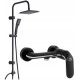 Kuchinox Hiro surface-mounted shower set + black shower tap Laveo Zorita