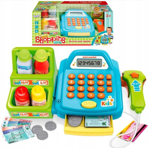  cash register, supermarket, shop, scanner, calculator, sales stand, WOOPIE accessories