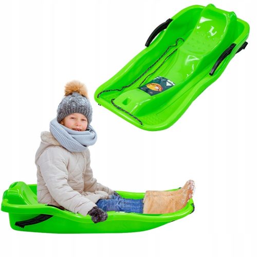  CHILDREN'S SLED WITH BRAKE PLASTIC SLIDE SKIPPER GREEN