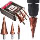 Cobalt step drill, conical, set of 3 HSS CO/M35