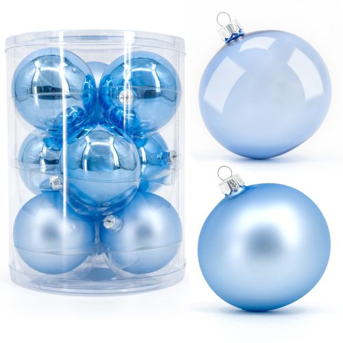  Glass balls for the Christmas tree, 8 cm, blue mix