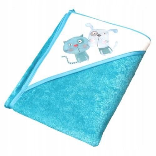  Tega Towel Hooded Cover 100x100 DOG AND CAT turquoise
