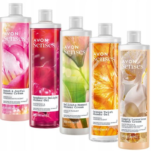  AVON WOMEN'S SHOWER GEL MIX SET 5X500ML + FREE