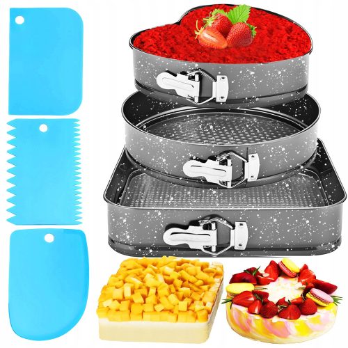 Baking trays and molds CAKE TILE BAKING PAN CAKE TRAY HEART, 3-piece set made of steel