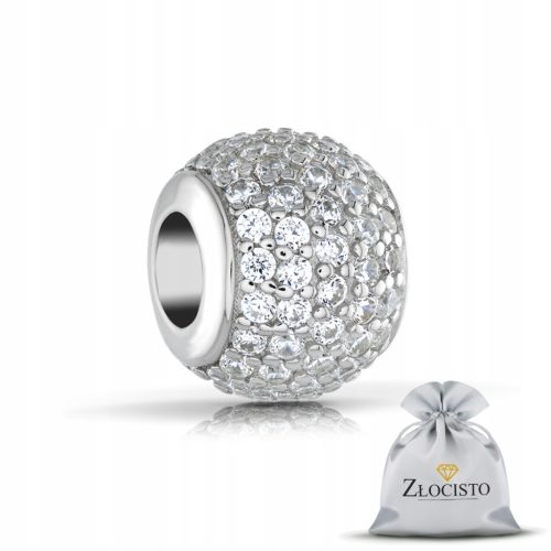  SILVER CHARMS BEAD FOR BRACELET WITH ZIRCONS 925