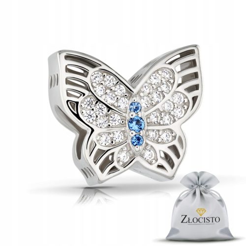  SILVER CHARM BUTTERFLY WITH ZIRCON BEADS 925