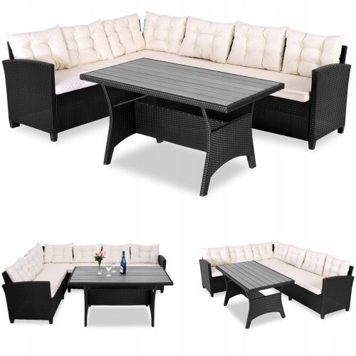 A set of garden and patio furniture Casaria garden furniture set, plastic, black, 15 pieces.