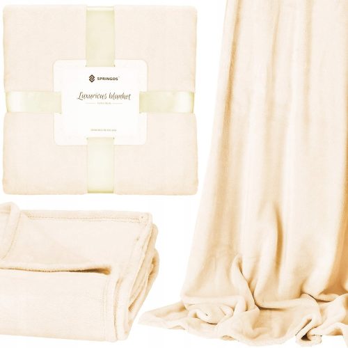 SOFT BLANKET PLUG SLEEVE FOR A Springos polyester blanket 220 cm x 200 cm cream