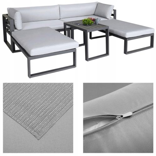 A set of garden and patio furniture Gockowiak metal Santo grey garden furniture set, 5 pieces.