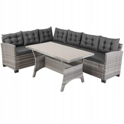 A set of garden and patio furniture Casaria Technorattan garden furniture set, grey, 15 pieces.