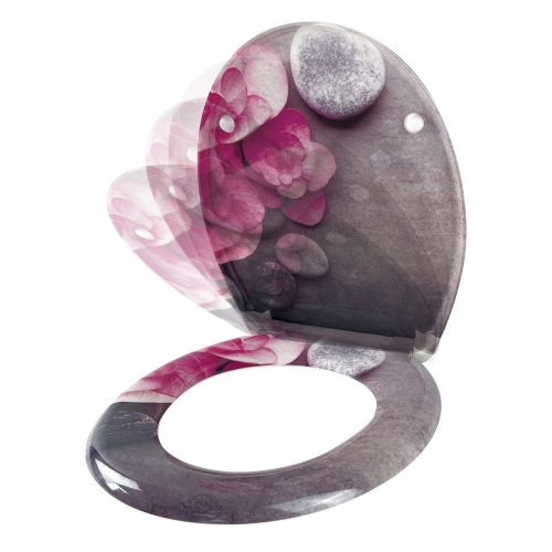 Toilet seats Stinnea Energy Stones toilet seat in pink, grey and silver tones, Duroplast