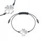  Silver bracelet heart clover with zircons string black string