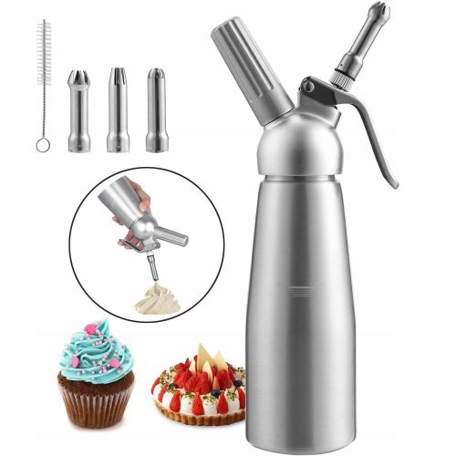 WHIPPED CREAM DISPENSER WHIPPED CREAM SIPHON 500 ML WITH 3 ENDS