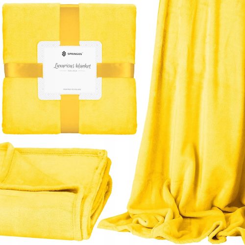 SOFT BLANKET PLUG SLEEVE FOR A Springos polyester blanket 200 cm x 220 cm in yellow tones