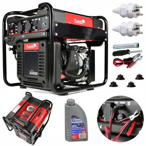 Portable single-phase generator Tvardy 3500 W petrol + oil for four-stroke engines 4T red 1L