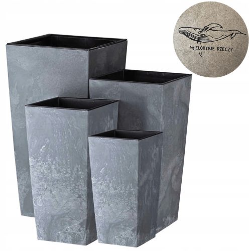 Pots and planters for outdoor and garden use 4× Flowerpot Whale Things 30 cm x 30 x 55 cm Plastic Graphite