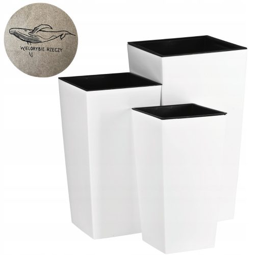  3× Flowerpot Whale Things 26.5 cm x 26.5 x 50 cm plastic white