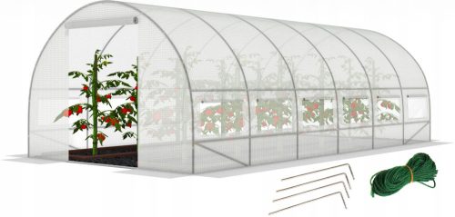 Polytunnel, panneaux en plastique Funfit Garden polytunnel blanc avec fenêtres 600x300x200 cm