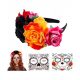  Headband Flower Tattoos 3 Pieces Colorful Skull Halloween