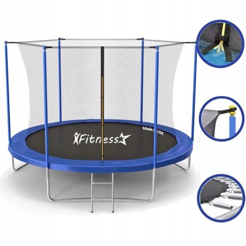 Fitness Star Trampoline with Net, 183 cm, Blue and Black