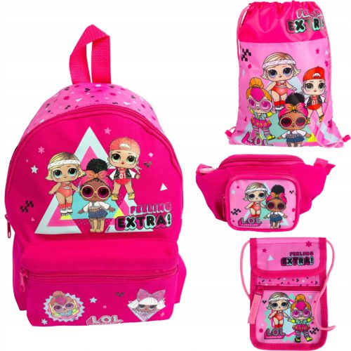 LOL Surprise 4-in-1 Kids Backpack Set with Fanny Pack, Wallet & Shoe Bag