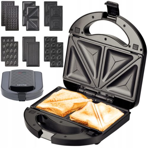  LOVIO LVSM001BK 6in1 Toaster, for Nuts, Toast, Sandwich, Black 1000 W