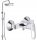 Wall-mounted Omnires UNI Chrome + single-lever wall shower mixer Grohe BauLoop Chrome