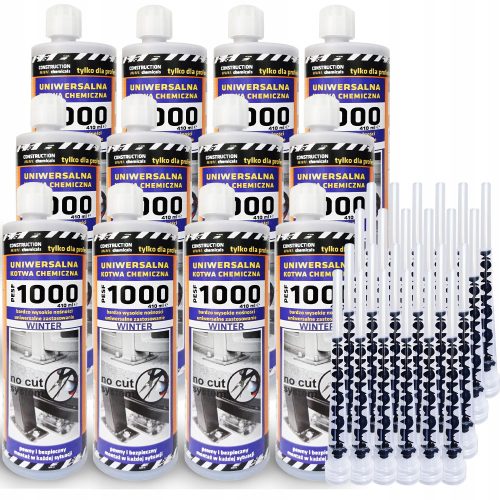 Set with 12x PESF1000 Winter Chemical Anchor 410ml + Accessories